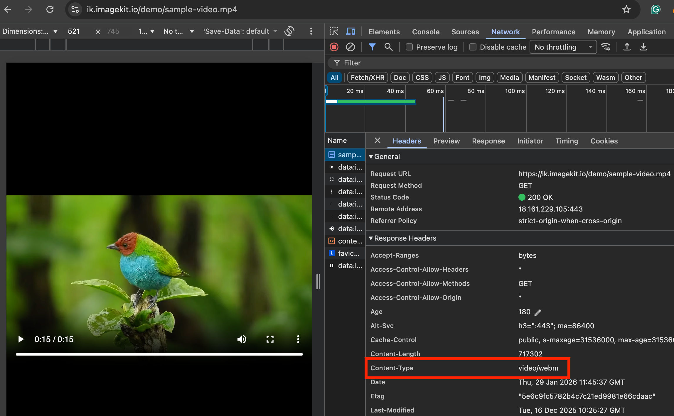 ImageKit's automatic video format conversion